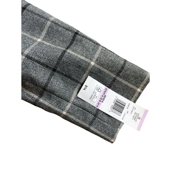 Eva & Picone Black Label Womens Plaid Open Front Blazer Gray Size 6 - Picture 4 of 9